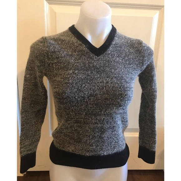 Club Monaco Black Grey V-neck Long Sleeve Wool Alpaca Sweater - Picture 1 of 9